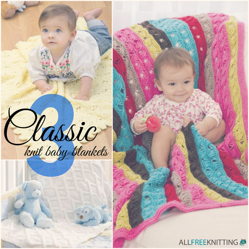 3 Classic Knit Baby Blankets