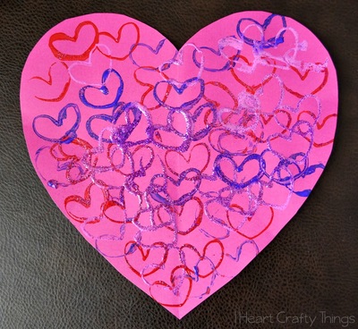 Glitter Heart Stamp Art