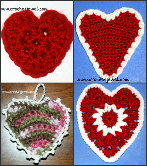 Four Custom Crochet Hearts