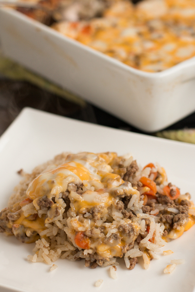 Extra-Cheesy Ground Beef and Rice Casserole