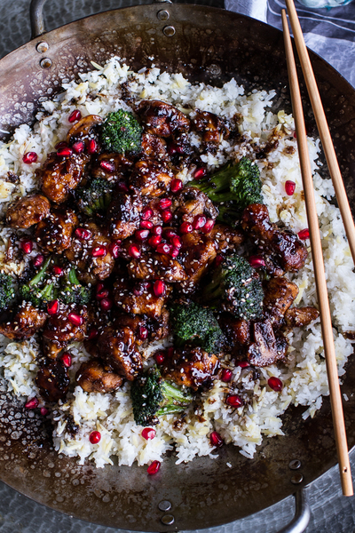 The Prettiest Pomegranate Sesame Chicken