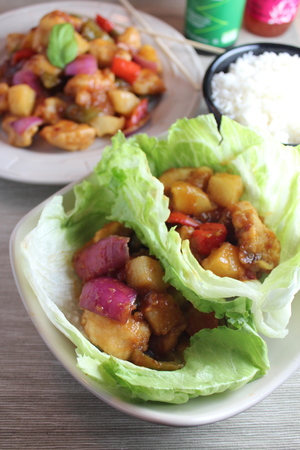Sweet and Sour Lettuce Chicken Wraps