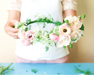 Fragrant Ranunculus and Roses DIY Flower Crown