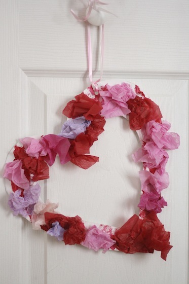 Tissue Paper Heart Wreath