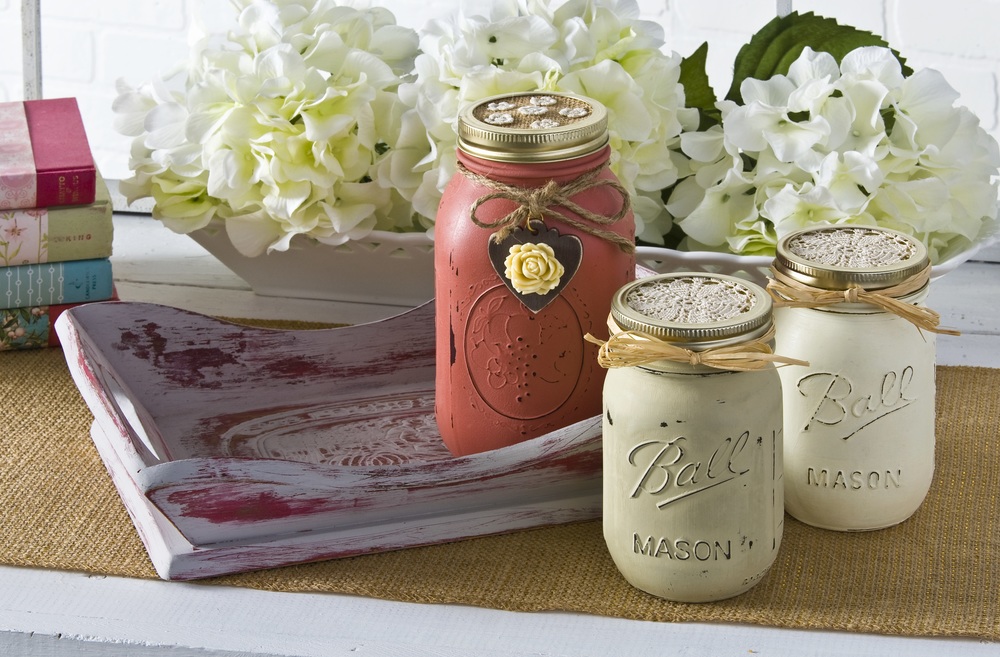 large painted mason jars