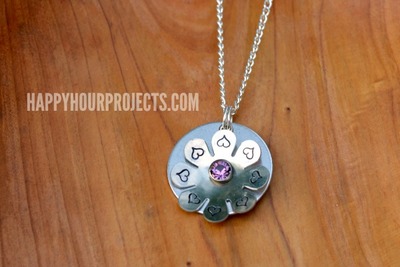 Heart Stamped Flower Necklace