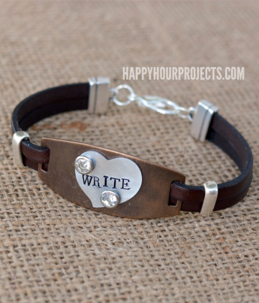 Stamped Metal Leather Bracelet