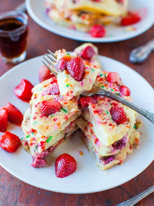 Sprinkles and Strawberry Buttermilk Pancakes