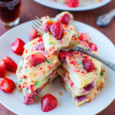 Sprinkles and Strawberry Buttermilk Pancakes