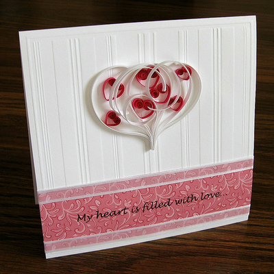 Romantic Quilled Hearts Card