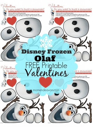 olaf the snowman printable valentines allfreeholidaycrafts com