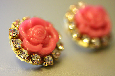 Cabochon Rhinestone Stud Earrings