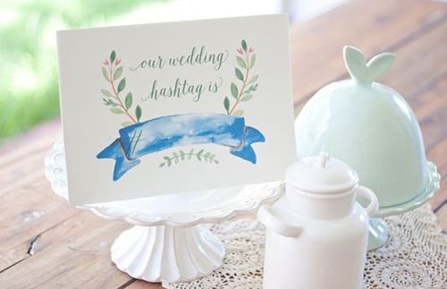 Elegant Watercolor Wedding Hashtag Signs