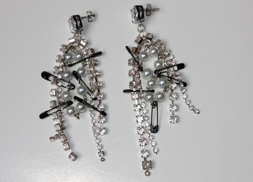 Safety Pin Rhinestone Earrings