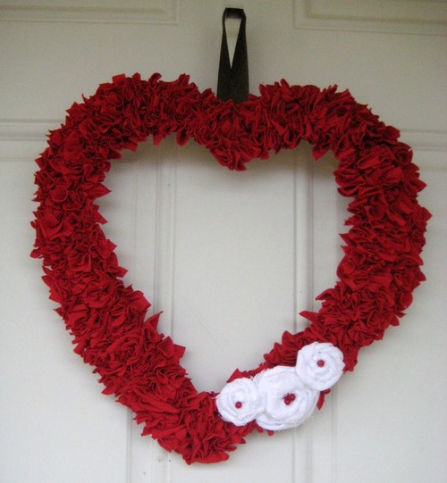 Upcycled T-Shirt Heart Wreath