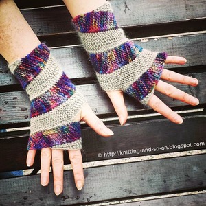 Spiraled Rainbow Fingerless Gloves