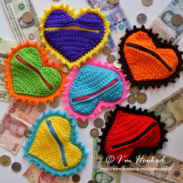 Crochet Heart Coin Purse