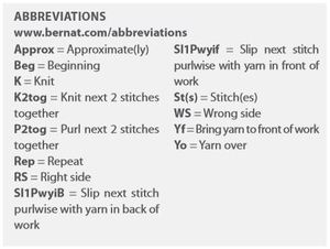 Bernat Yarns Abbreviations