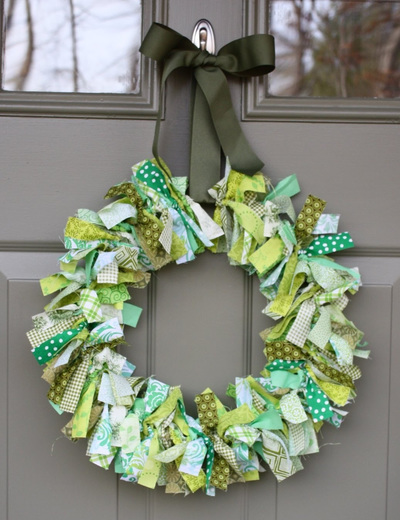 Green Scrappy Rag Wreath