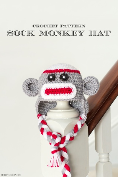Sock Monkey Crochet Baby Hat Pattern