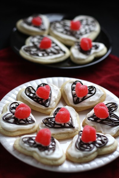 Valentine's Chocolate Lattice Sugar Cookies