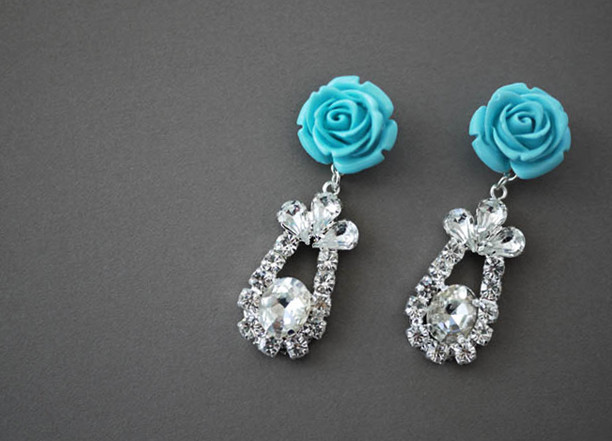 Prada Inspired Resin Rose Earrings