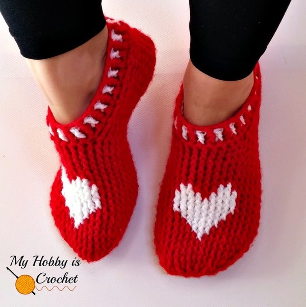 Crochet Red Roller Slippers - kNot mY deSigns
