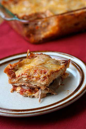 Pulled Pork Enchilada Casserole