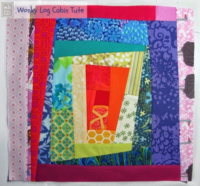 Rainbow Scrapbusting Wonky Quilt Block