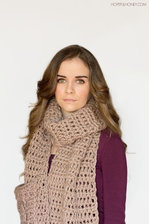 Oversized Pocket Scarf Free Crochet Pattern