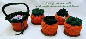 Drawstring Crochet Carrot Basket