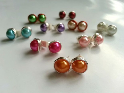 Vibrant Wire Wrapped Stud Earrings