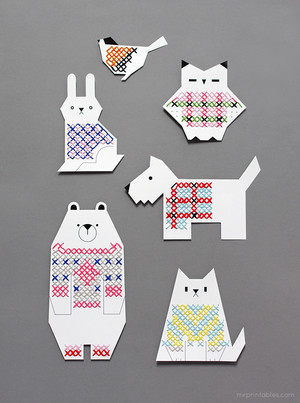 Adorable Animal Printable Cross Stitch Cards