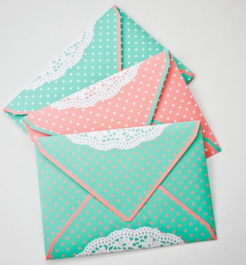 Dots and Doilies Wedding Envelopes
