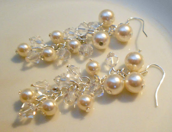Cascading Pearl Wedding Earrings