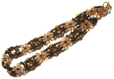 Topaz and Bronze Beaded Bangle