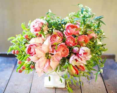 Pale Pink Poinsettia Centerpiece