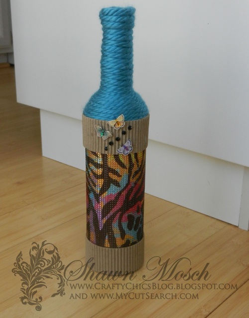 Rhinestone Embellished DIY Wine Bottle Craft