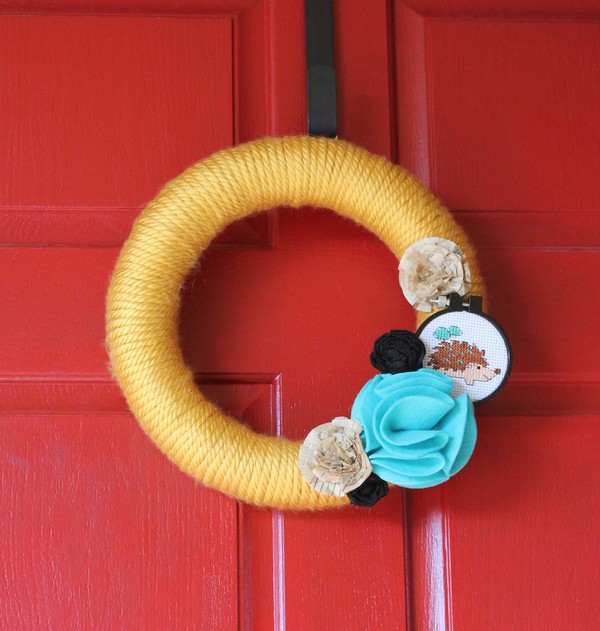 Spring Hedgehog Yarn Wreath