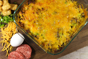 Tater Tot, Sausage, and Egg Breakfast Casserole
