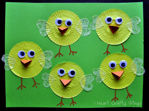 Easter Chicks Cupcake Liner Craft