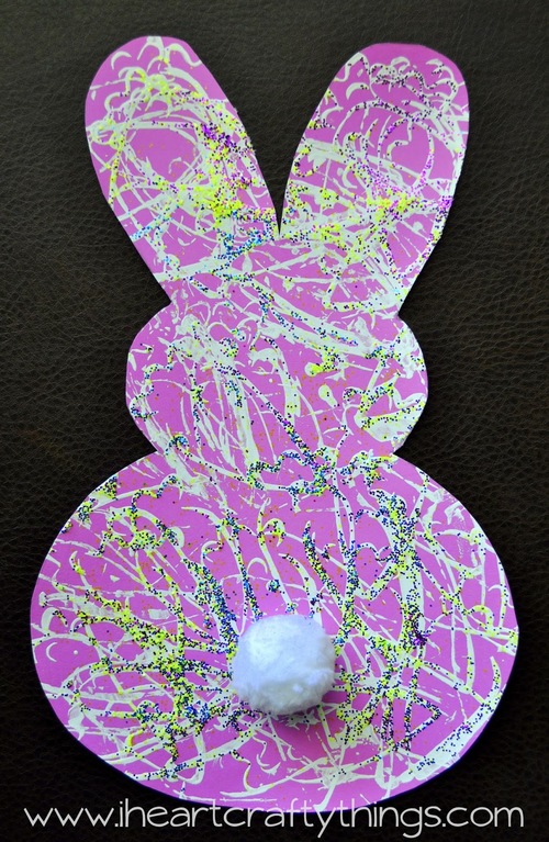 Glitter Stamped Bunny Craft | AllFreeKidsCrafts.com