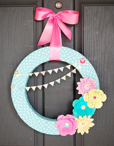 Paper Flowers Wreath for Spring