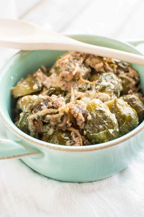 Slow Cooker Cheesy Brussels Sprout Casserole