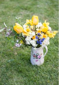 Tulip and Bluebell Spring Centerpiece