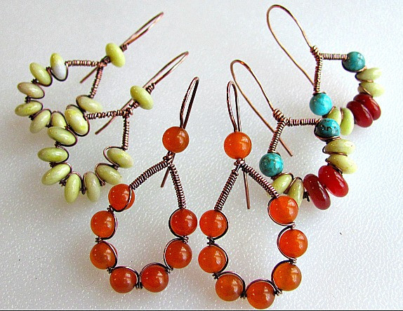 Woman-of-the-World Bead and Wire Earrings
