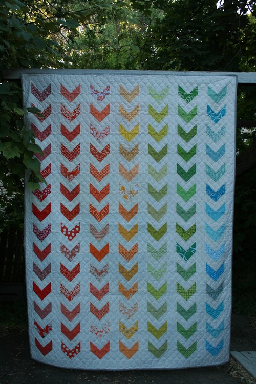 Rainbow Chevron Twin Bed Quilt