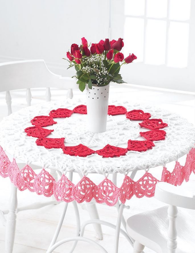 Tender Hearts Crochet Tablecloth