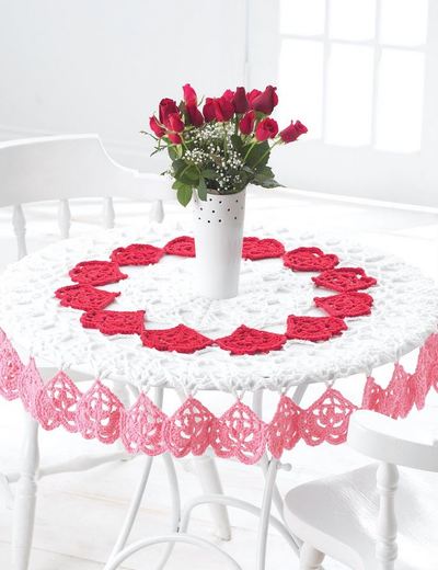 Tender Hearts Crochet Tablecloth