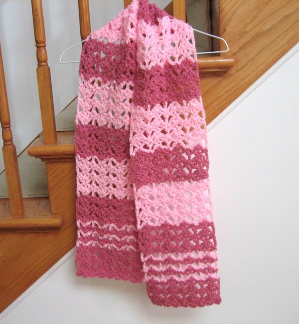 Raspberry Swirl Crochet Scarf